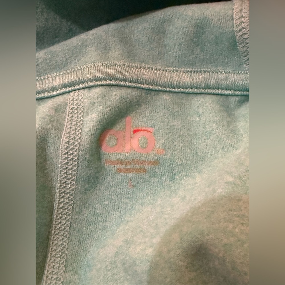 Alo. Seafoam Green Full Zip Athletic Hoodie. Size Large. - Picture 3 of 9